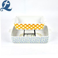 Hot selling unique printed rectangular baking tray with handle