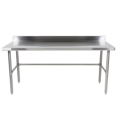 Durable 304 Stainless Steel Commercial Open Base Work Table with 4" Backsplash