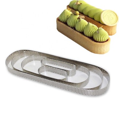 Oval stainless steel perforated cake mould tart ring