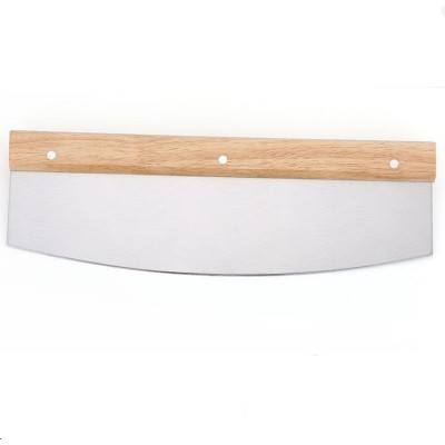 Stainless steel high quality amazon hot selling pizza slicer half moon cutter with wooden handle