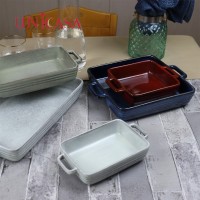 2020 New Reactive Stoneware bakeware Bread Lasagna Rectangular Pan Square Baking Roasting Oven Dish Ceramic Oven Baker