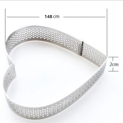 Electrolysis perforated 6 inch heart cake circle tart ring made from stainless steel 304