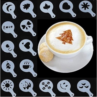 16Pcs Coffee Latte Art Stencils DIY Decorating Cake Cappuccino FoamTool