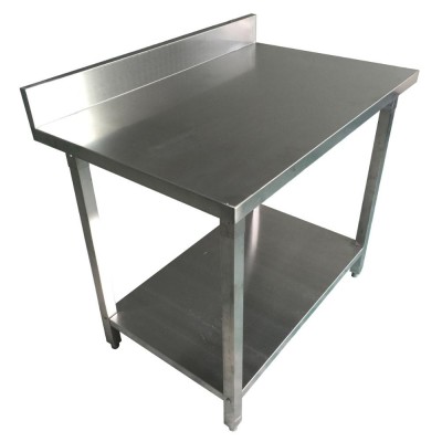 2 tiers stainless steel worktable with backsplash